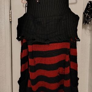 Black and Red Striped Women's Sweater